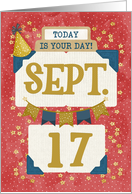 September 17th Birthday Date Specific Happy Birthday Party Hat card