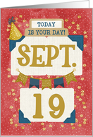 September 19th Birthday Date Specific Happy Birthday Party Hat card