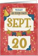 September 20th Birthday Date Specific Happy Birthday Party Hat card