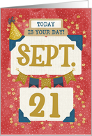 September 21st Birthday Date Specific Happy Birthday Party Hat card