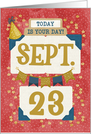 September 23rd Birthday Date Specific Happy Birthday Party Hat card