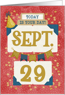 September 29th Birthday Date Specific Happy Birthday Party Hat card