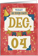 December 4th Birthday Date Specific Happy Birthday Party Hat card