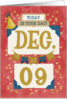 December 9th Birthday Date Specific Happy Birthday Party Hat card