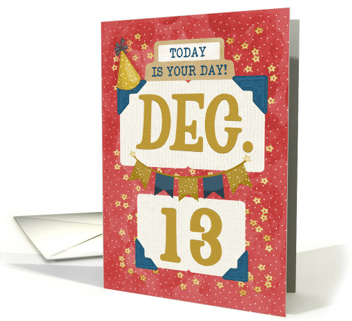 December 13th Birthday Date Specific Happy Birthday Party Hat card