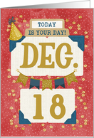 December 18th Birthday Date Specific Happy Birthday Party Hat card