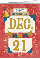 December 21st Birthday Date Specific Happy Birthday Party Hat card