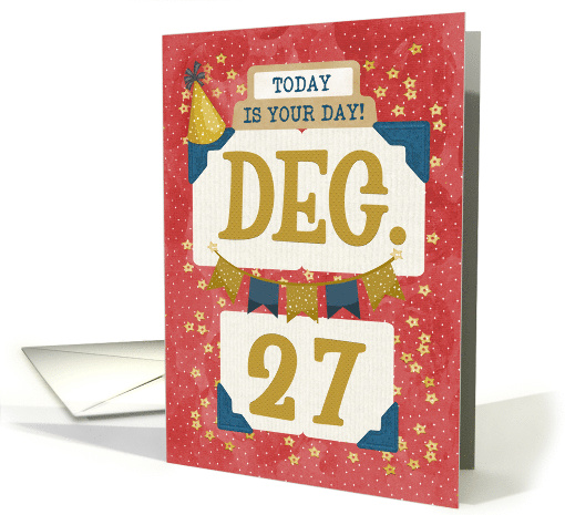 December 27th Birthday Date Specific Happy Birthday Party Hat card