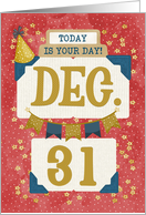 December 31st Birthday Date Specific Happy Birthday Party Hat card