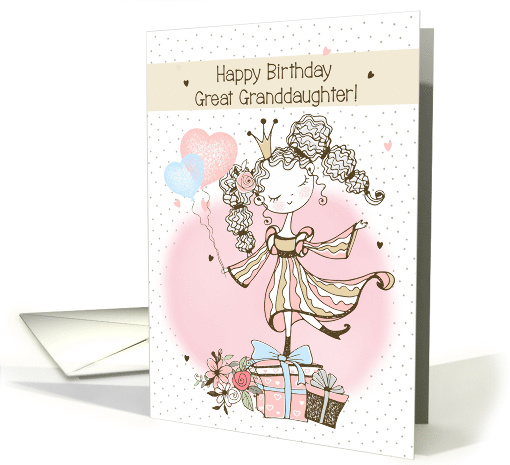 Great Granddaughter Happy Birthday Pretty Princess with Presents card