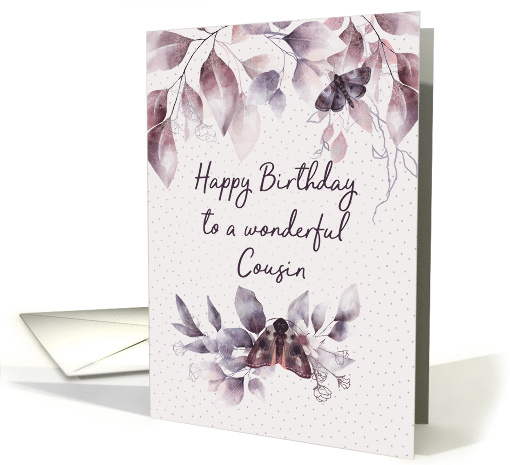 Cousin Birthday Mystical Flowers and Moths card (1696978)
