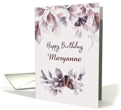 Custom Name Birthday Mystical Flowers and Moths card (1697030)