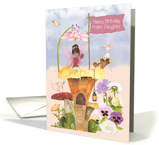 Foster Daughter Birthday with African American Fairy and Mice card