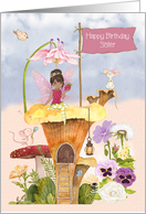 Sister Birthday with African American Fairy and Mice card
