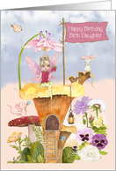 Birth Daughter Birthday with Cute Fairy Flowers and Mice card