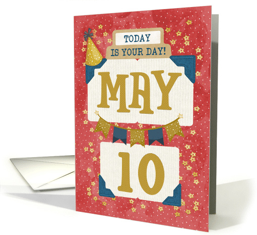 May 10th Birthday Date Specific Happy Birthday Party Hat... (1723250)