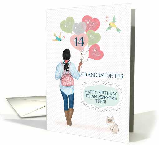 Granddaughter 14th Birthday to Teen African American Girl card