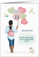 Daughter 13th Birthday African American Girl with Balloons card