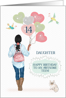 Daughter 14th Birthday African American Girl with Balloons card
