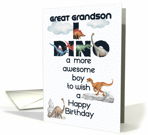 Great Grandson Birthday Dinosaurs Word Art card (1728240)