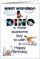 Great Grandson Birthday Dinosaurs Word Art card