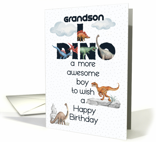 Grandson Birthday Dinosaurs Word Art card (1728558)