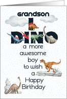 Grandson Birthday Dinosaurs Word Art card