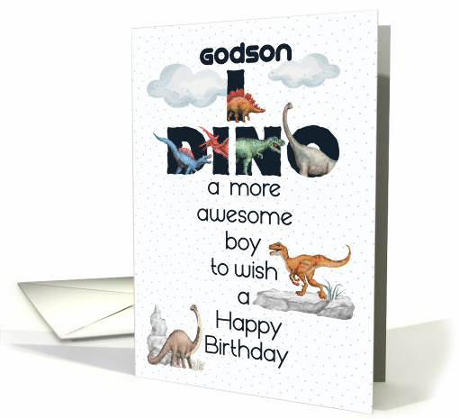 Godson Birthday Dinosaurs Word Art card (1728560)