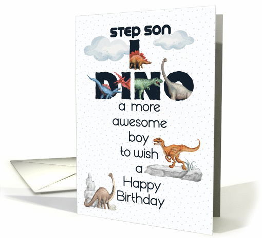 Step Son Birthday Dinosaurs Word Art card (1728562)