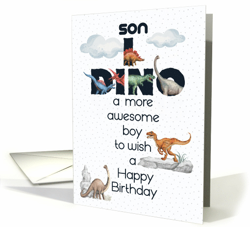 Son Birthday Dinosaurs Word Art card (1728564)