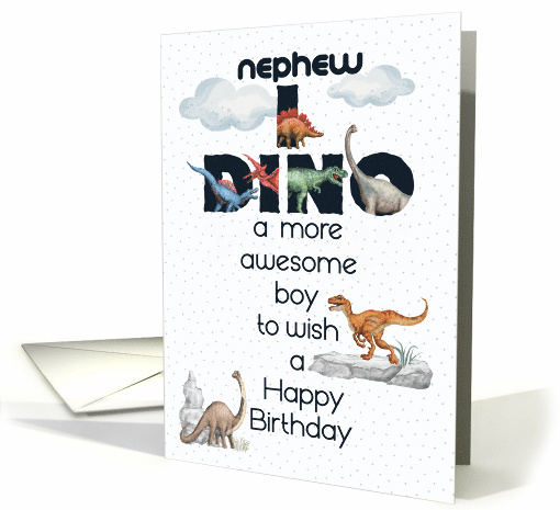 Nephew Birthday Dinosaurs Word Art card (1728568)