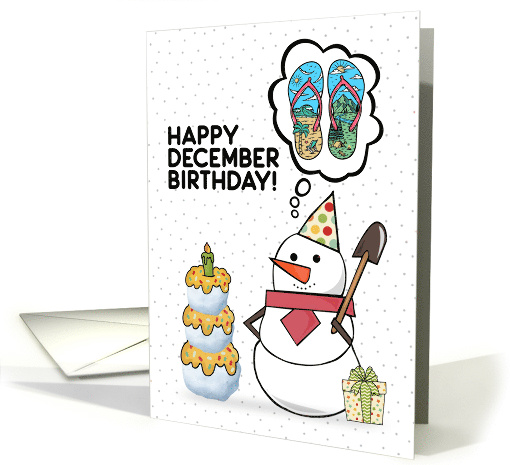 December Birthday Snowman Thinking Birthday Wish of... (1729884)