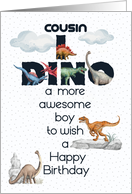 Cousin Birthday Dinosaurs Word Art card