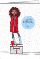 Granddaughter Sweet 16 Birthday African American Girl on Present card