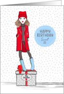 Step Daughter Sweet 16 Birthday Stylish Teen Girl on Present card