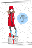 Step Daughter 15th Birthday Stylish Teen Girl on Present card