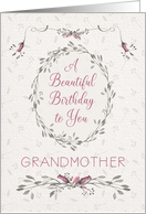 Grandmother Birthday Delicate Pink Flowers and Wreath card