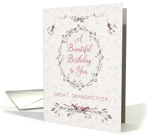 Great Grandmother Birthday Delicate Pink Flowers and Wreath card