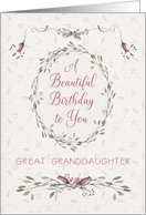 Great Granddaughter Birthday Delicate Pink Flowers and Wreath card