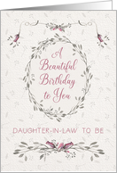 Daughter in Law to Be Birthday Delicate Pink Flowers and Wreath card