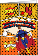 Great Grandson 4th Birthday Superhero Comic Strip Scene card