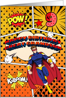 Great Grandson 9th Birthday Superhero Comic Strip Scene card