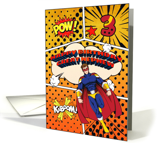 Great Nephew 3rd Birthday Superhero Comic Strip Scene card (1741544)