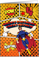 Great Nephew 4th Birthday Superhero Comic Strip Scene card