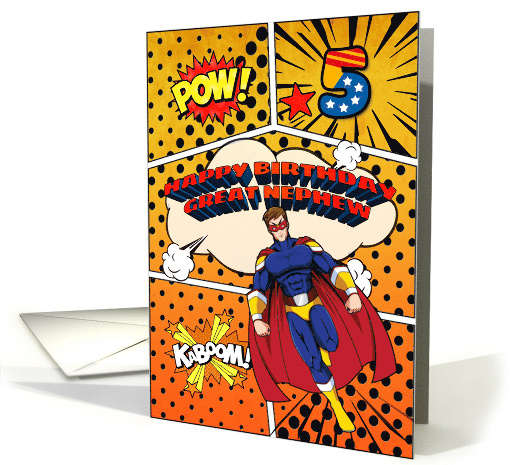 Great Nephew 5th Birthday Superhero Comic Strip Scene card (1741550)
