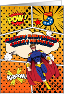 Great Nephew 5th Birthday Superhero Comic Strip Scene card