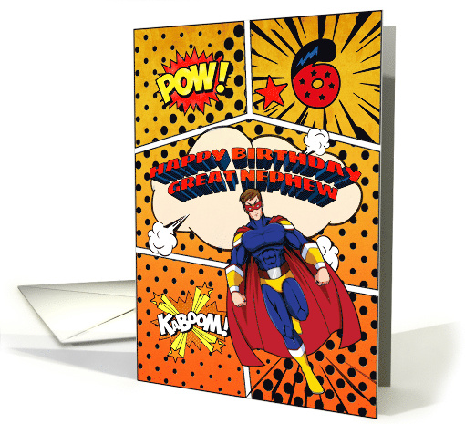 Great Nephew 6th Birthday Superhero Comic Strip Scene card (1741552)