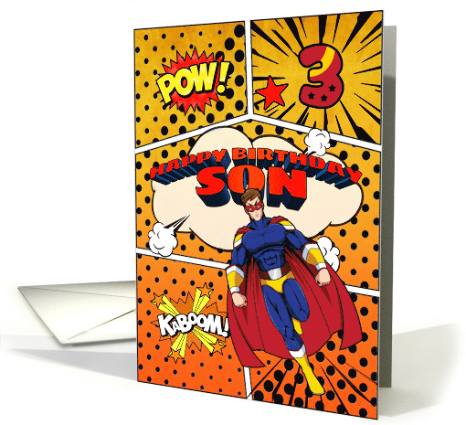 Son 3rd Birthday Superhero Comic Strip Scene card (1741580)