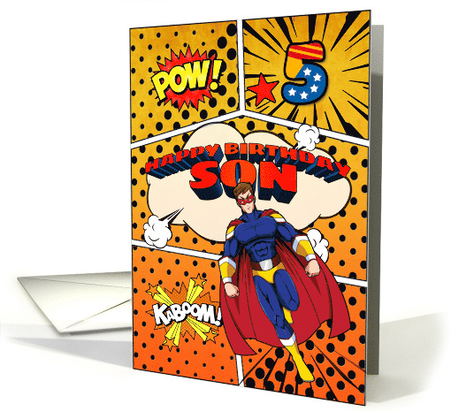 Son 5th Birthday Superhero Comic Strip Scene card (1741584)