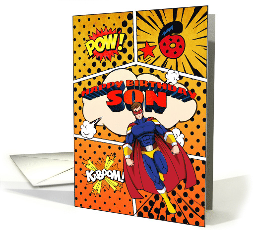 Son 6th Birthday Superhero Comic Strip Scene card (1741664)
